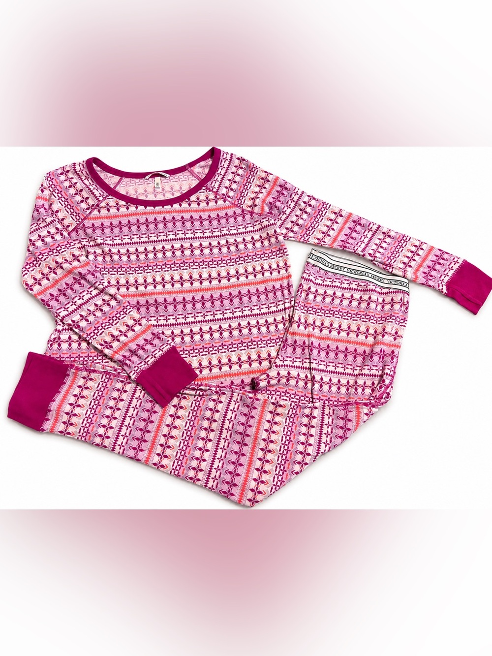 Victoria’s Secret Pink Print Pajama Matching Set Long Sleeve Sleepwear
